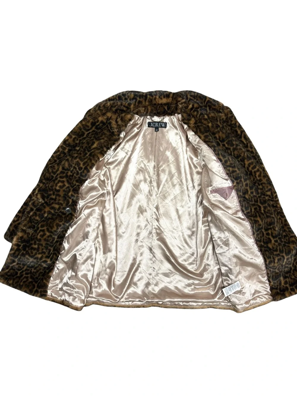 J. Crew | Brown Leopard Print Faux Fur Double Breasted Coat